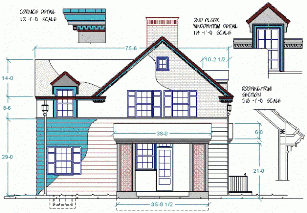 front view details house